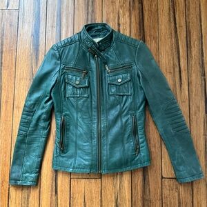 Michael Kors Green Leather Jacket